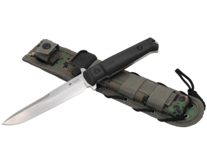 Kizlyar Supreme - нож Trident D2 Stonewash Black kraton handle Camo molle sheath - 1