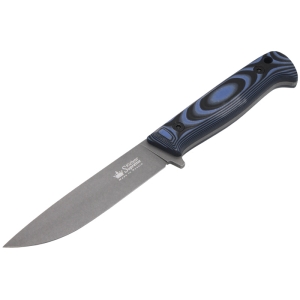 Kizlyar Supreme - нож туристический Yeti PGK Tac Wash, G-10 Black-Blue Handle, Leather Sheath - 1