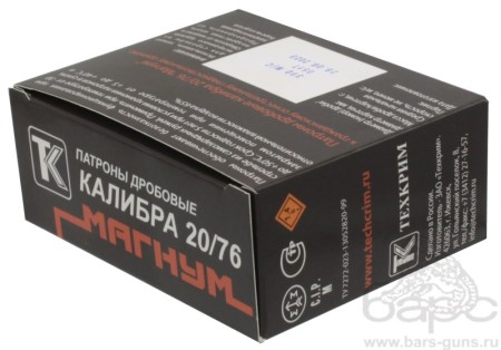 Патрон 20х76 дробь Магнум Техкрим - 3 - пачка Патрон 20х76 дробь Магнум Техкрим - 3 - пачка
