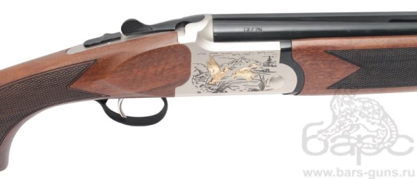 Kral Tundra A 12х76 орех 710 мм золотые утки белая ствольная коробка эжектор - гравировка Kral Tundra A 12х76 орех 710 мм золотые утки белая ствольная коробка эжектор - гравировка