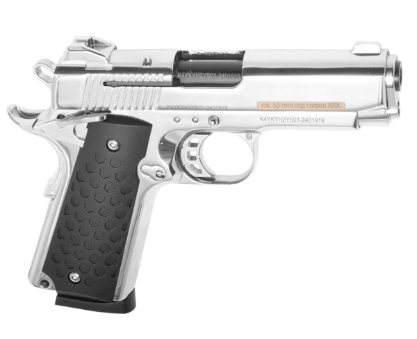 Kurs - пистолет сигнальный K1911 compact калибр 10ТК хром - 3 Kurs - пистолет сигнальный K1911 compact калибр 10ТК хром - 3