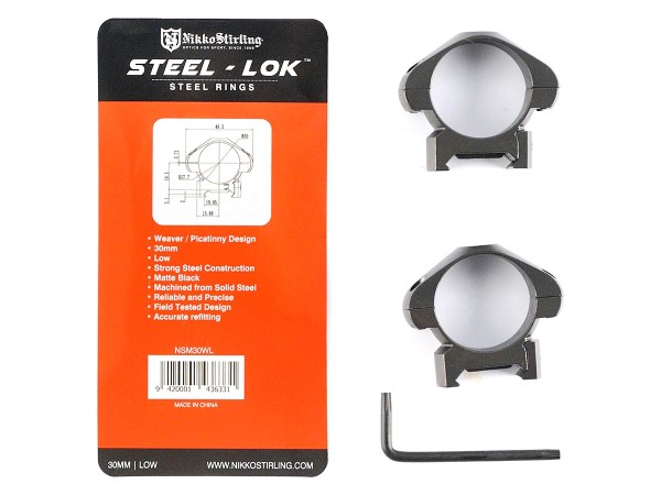 Кольца Nikko Stirling Diamond, небыстросьемные на Weaver 30мм, низкие, 4 винта, сталь-3 Кольца Nikko Stirling Diamond, небыстросьемные на Weaver 30мм, низкие, 4 винта, сталь-3